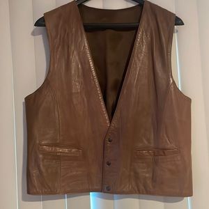 Men's Genuine Leather Western Style Vest in Brown